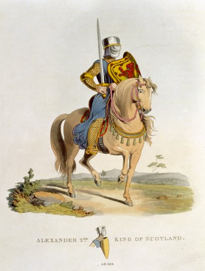 Aleksanteri II, Skotlannin kuningas (1198-1249) 1214, Samuel Rush Meyrickin Ancient Armourista, 1824 tekijältä English School