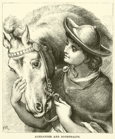 Aleksanteri ja Bucephalus (kaiverrus) tekijältä English School