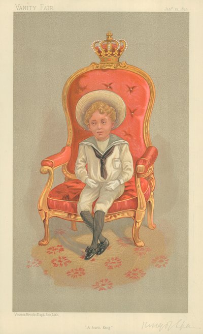 Alphonso VIII, Espanjan kuningas, Syntynyt kuningas, 21. tammikuuta 1893, Vanity Fair -sarjakuva tekijältä English School