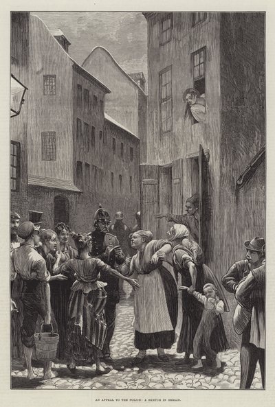 Vetoomus poliisiin, luonnos Berliinissä (kaiverrus) tekijältä English School