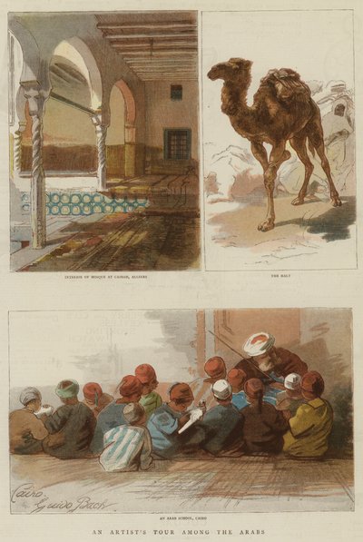 Taiteilijakierros arabien keskuudessa (värikaiverrus) tekijältä English School