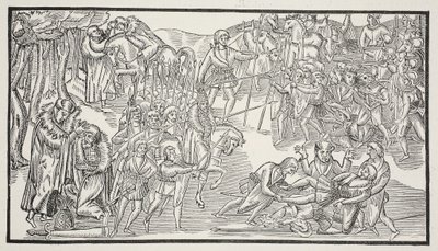 Irlannin päälliköiden viimeinen taistelu, 1581 (seepiakuva) tekijältä English School