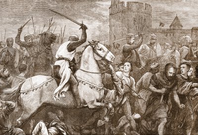 Varhainen paavin ristiretki valdolaisia vastaan, esimerkki James Aitken Wylien (1808-1890) teoksesta "Protestantismin historia", pub. 1878 (kaiverrus) tekijältä English School