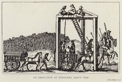 Teloitus Tybournessa noin vuonna 1630 (litografia). tekijältä English School