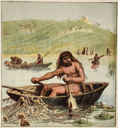 Muinainen britti veneessään, pubissa. 1890 (värilitografia) tekijältä English School