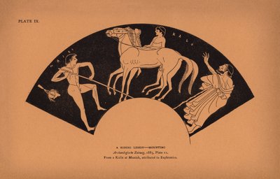 Antiikin Kreikan koulutus: Asennus (litografia): Ratsastustunti. tekijältä English School
