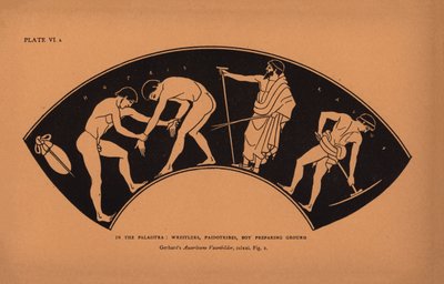 Antiikin Kreikan koulutus: Paidotribes, poika valmistelee maata (litografia). tekijältä English School