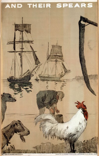 Ja heidän keihäänsä sarjasta "Imperiumi seisoo rauhassa" (väri litho) tekijältä English School