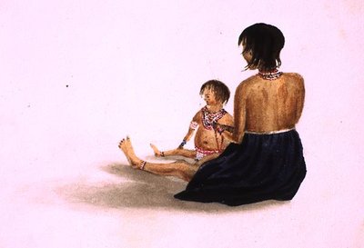 Arawak Indian ja Child-Demerara (akvarelli paperille) tekijältä English School