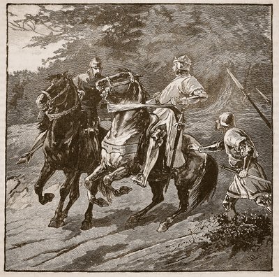 Kuningas Richardin pidätys, kuvitus Cassells Illustrated History of Englandista (seepiakuva) tekijältä English School
