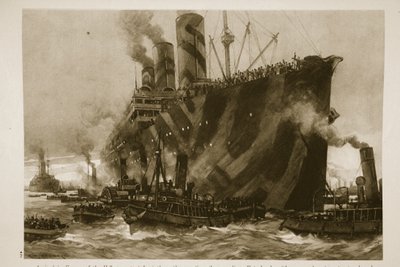 USA:n kuljetusalusta Leviathan, aiempi saksalainen linja-alus, Vaterland, saapui Ranskaan 12 000 amerikkalaissotilaan kanssa, 1914-1919 tekijältä English School