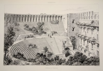 Aspendu - Teatterin sisätilat, teoksesta The Principal Ruins of Asia Minor, pub. 1863 (litografia) tekijältä English School