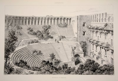 Aspendu - Teatterin sisustus, pubi. 1863 litografia. tekijältä English School