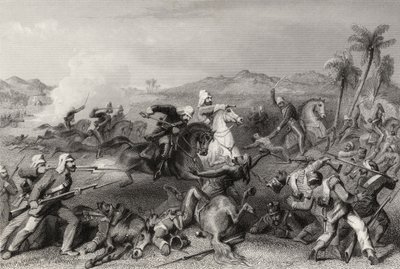 Kenraali Nicholsonin epäsäännöllisen ratsuväen hyökkäys Sealcote-kapinaajia vastaan vuonna 1857, vuonna 1858 julkaistusta "Intian kapinan historiasta" tekijältä English School