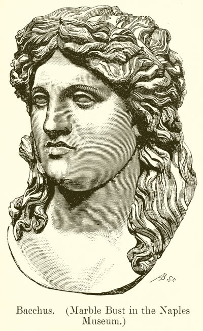 Bacchus. (Napolin museon marmoririntakuva) (kaiverrus). tekijältä English School