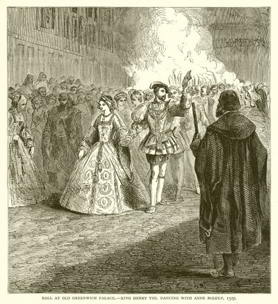 Juhla Old Greenwichin palatsissa. - Kuningas Henrik VIII tanssii Anne Boleynin kanssa, 1527 tekijältä English School