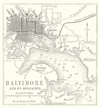 Baltimore ja sen lähestymisalueet (kaiverrus) tekijältä English School