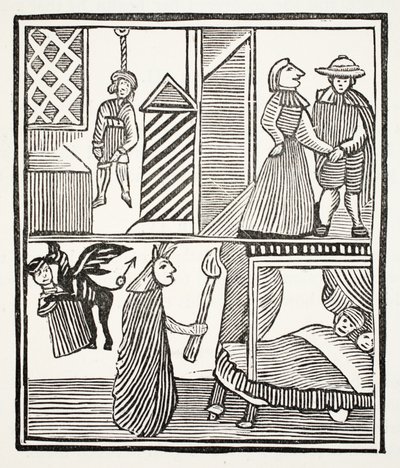 Batemans Tragedy, kuvitus John Ashtonin kirjasta Chap-books of the Eightenth Century, pub. 1882 tekijältä English School