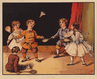 Battledore ja Shuttlecock (värilitografia) tekijältä English School