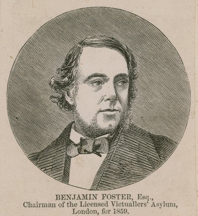 Benjamin Foster, Licensed Victuallers Asylum -järjestön puheenjohtaja, Lontoo, 1859 tekijältä English School