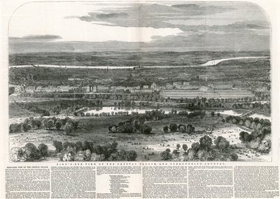 Lintunäköala kristallipalatsiin ja ympäröivään maahan, suuri näyttely, 1851 tekijältä English School