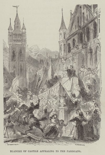 Blanche of Castile vetoaa pariisilaisiin (kaiverrus) tekijältä English School