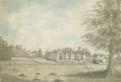 Blithfield Hall: akvarellimaalaus, nd [1700-luku] tekijältä English School