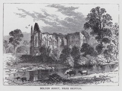 Bolton Abbey, lähellä Skiptonia (kaiverrus) tekijältä English School