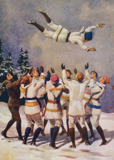 Pomppiva, kanadalainen talviurheilu (väri litho) tekijältä English School