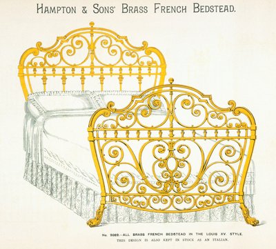 Messinkinen ranskalainen sänky, Hampton and Sons Catalog of Furniture, 1902 tekijältä English School