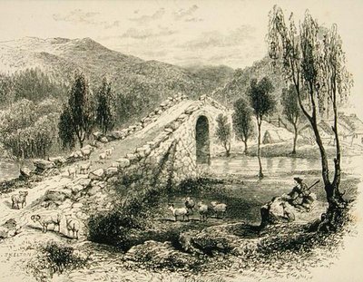 Silta Sluggan Waterin yli, lähellä Braemaria, n. 1880, Religious Tract Societyn julkaisemasta Scottish Picturesistä tekijältä English School