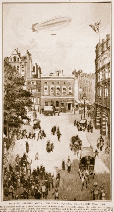 Brittiläinen ilmalaiva Leicester Squaren yllä, 22. syyskuuta 1914, 1914-1919 tekijältä English School