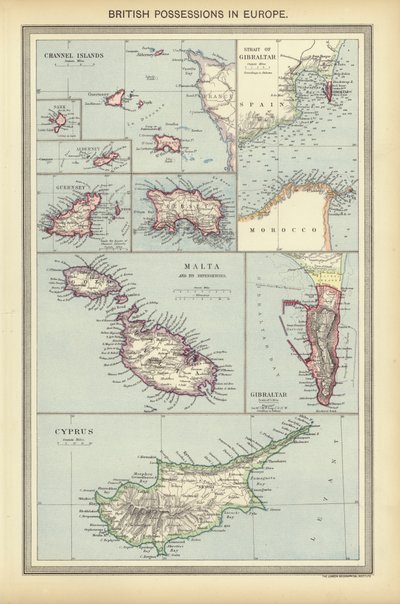 Brittiläiset omaisuudet Euroopassa (väri litho) tekijältä English School