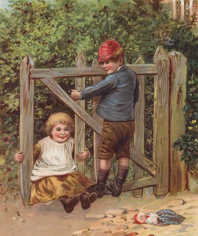 Rikkinäinen portti (chromolitho) tekijältä English School