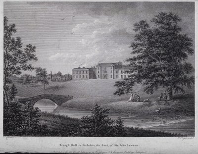 Brough Hall Yorkshiressa, Sir John Lawsonin kotipaikka (kaiverrus) tekijältä English School