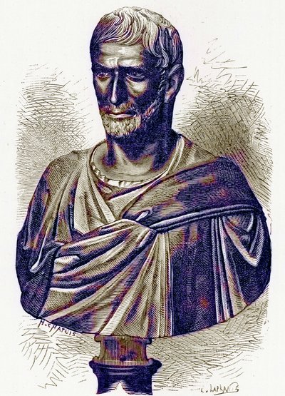 Brutus, rintakuva Capitolissa, Victor Duruyn kuvitus Rooman historiasta, julkaistu 1884 (digitaalisesti paranneltu kuva) tekijältä English School
