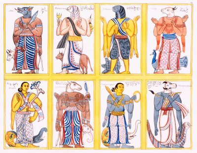 Buddhalaiset jumalat, Edward Uphamin teoksesta Buddhalaisuuden historia ja oppi, 1829 tekijältä English School