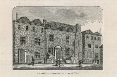 Clerkenwellin rakennukset Close vuonna 1791 tekijältä English School