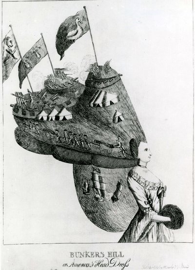 Bunkers Hill tai Americas Head Dress, 1776 tekijältä English School