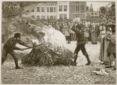 Burning of Blounts -lehtinen, Common Hangman, kuvitus Cassells Illustrated History of Englandista (seepiakuva) tekijältä English School