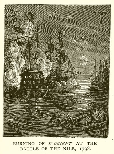 LOrientin polttaminen Niilin taistelussa, 1798 tekijältä English School