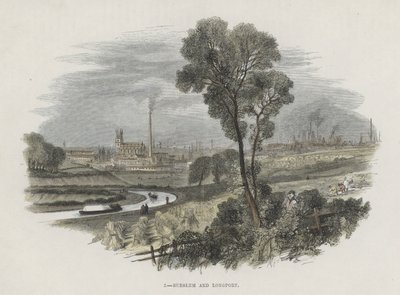 Burslem ja Longport, Staffordshire (värillinen kaiverrus) tekijältä English School