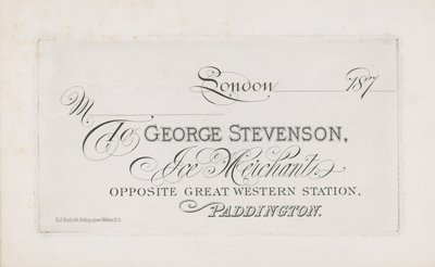 George Stevensonin käyntikortti tekijältä English School
