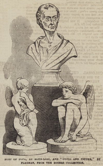 Paavin rintakuva, kirjoittanut Roubiliac, ja "Cupid and Psyche", kirjoittanut Flaxman, Rogers-kokoelmasta (kaiverrus) tekijältä English School
