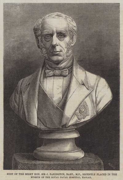 Oikean herra Sir J Pakington, Baronet, kansanedustaja, äskettäin sijoitettu Haslarin kuninkaallisen merisairaalan museoon (kaiverrus) tekijältä English School