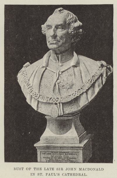 Edesmenneen Sir John Macdonaldin rintakuva St Paulin katedraalissa (kaiverrus) tekijältä English School
