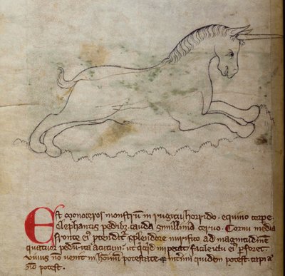 CCA-LitMs/D/10 fol. 2v Monoceros, Bestiarysta tekijältä English School