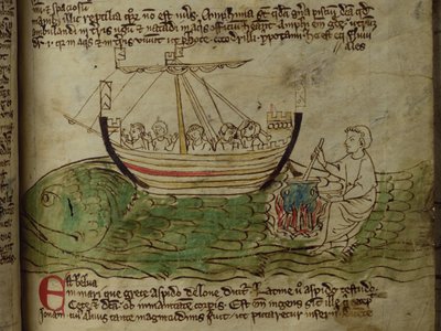 CCA-LitMs/D/10 fol. 30r Whale, Bestiarysta tekijältä English School