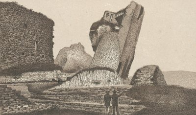 Caerphilly Castle, Kalteva torni (litho) tekijältä English School