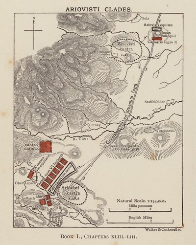 Caesar, Gallian sota: Ariovistien klaadit (litografia) (litografia) tekijältä English School